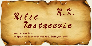 Milić Kostačević vizit kartica